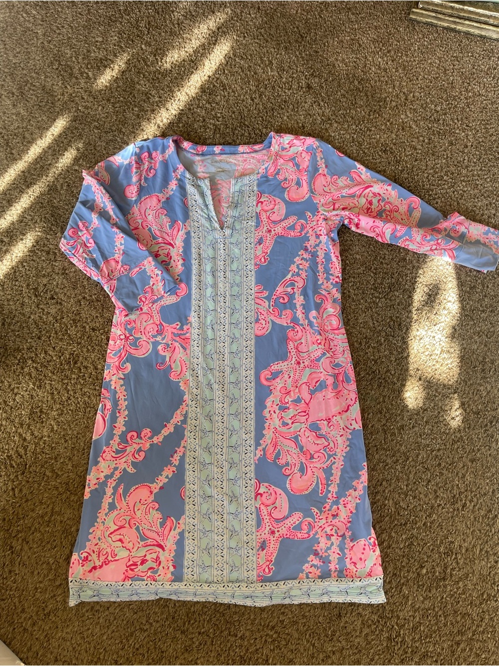 Lilly Pulitzer Pink & Blue Paisley Cotton-Blend Tunic Dress